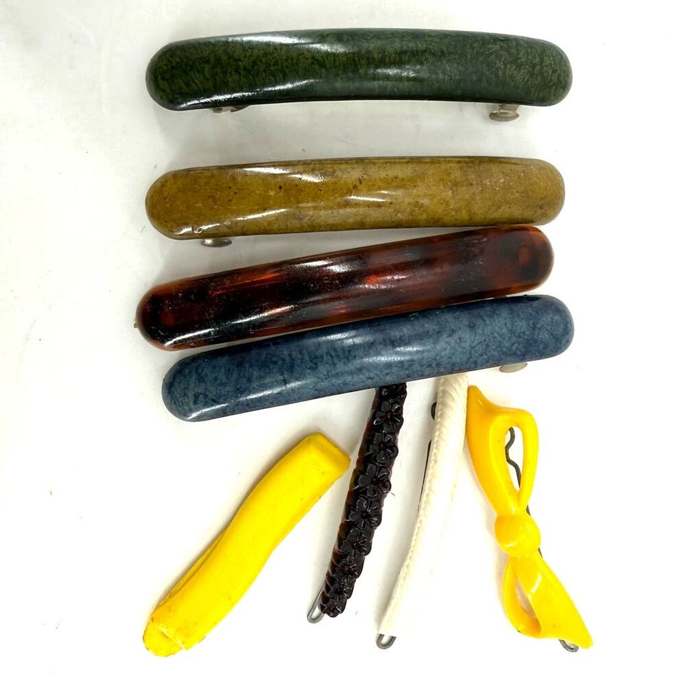 Vintage 1980s Hair Barrettes Clips French Barrette Colorful Retro Accessories